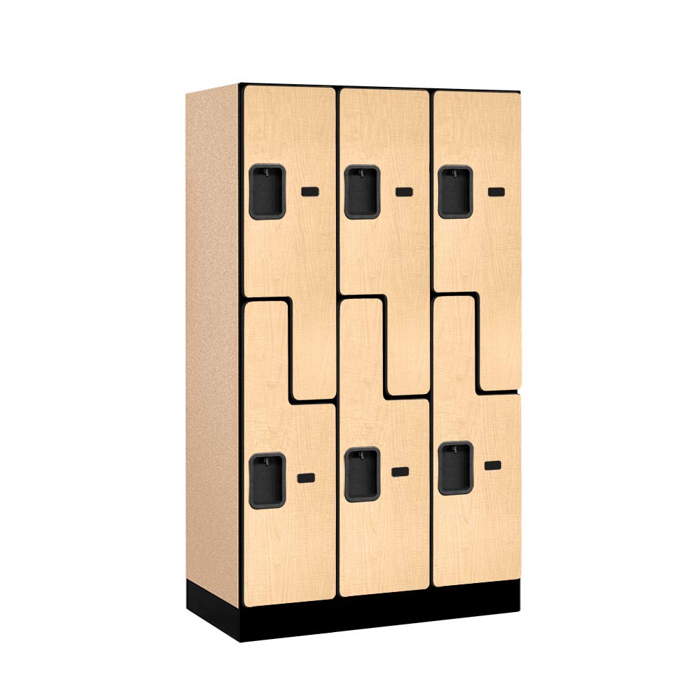 Salsbury Industries Double Tier 'S' Style Designer Wood Locker, Maple, 5' 3" x 18"