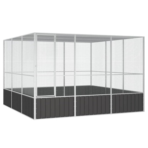 vidaXL Large Bird Aviary - Outdoor Galvanized Steel Bird Cage - Anthracite - Spacious, Multifunctional, Secure - Suitable for Multiple Bird Species