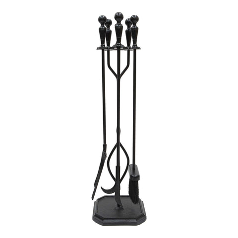 Oakestry Plymouth 5-Piece Fireplace Tool Set Square Base Poker Shovel Tongs Brush Hearth Accessory