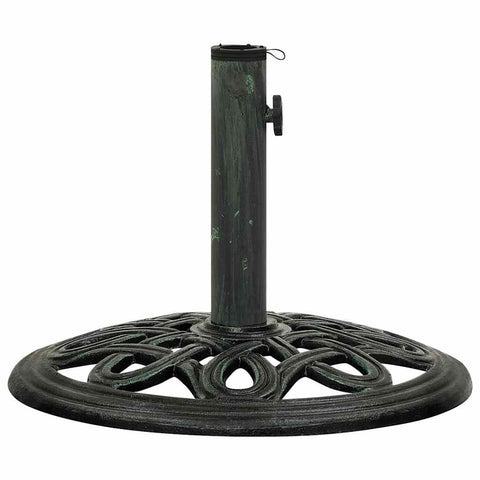 vidaXL 19.4lb Round Umbrella Base for Outdoor, Deck, Patio Parasol Base for 1.4"/1.5"/1.9" Pole Sizes, Heavy-Duty Cast Iron, Classic Design, Ø15.7"x12.6" Black and Green