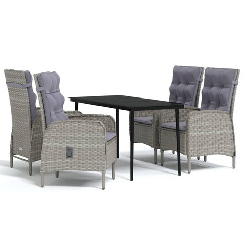vidaXL Patio Dining Set 5 Piece with Cushions Garden Outdoor Lawn Yard Terrace Balcony Table and Chair Seat Seating Furniture Gray and Black