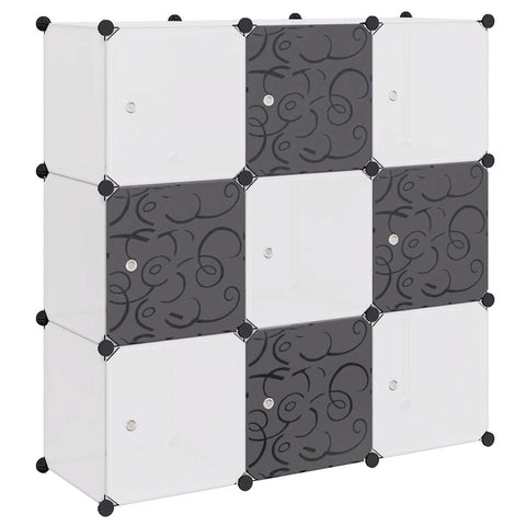 vidaXL Stylish Multifunctional Storage Cube Organizer - 9 Compartments - PP Film and Chrome-Plated Steel Wire - Easy-to-Assemble - Black and White