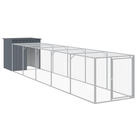 vidaXL Chicken Cage, Chicken Coop with Run, Chicken Shed with Lockable Door and Latch, Hen House for Yard, Anthracite Galvanised Steel
