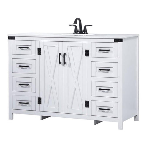 Elegant Decor Grant 48" Aluminum MDF Single Bathroom Vanity in White