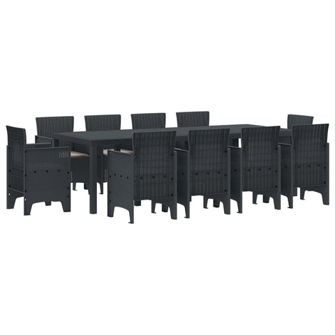 vidaXL Garden Dining Set 11 pcs Anthracite Polypropylene, Outdoor Dining Set for Garden, Modern Lightweight Table, Durable Seats for Chill Meals