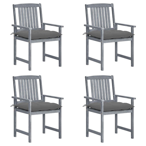 vidaXL Stable & Sturdy Solid Acacia Wood Patio Chairs with Comfortable Gray Cushions - Pack of 2 Perfect for Outdoor/Garden/Patio Lounging Seating