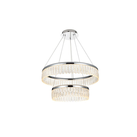 Elegant Lighting Rune 2-Light Metal Adjustable LED Chandelier in Chrome