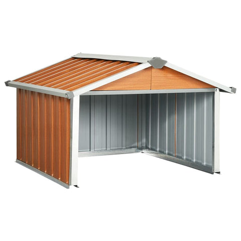 vidaXL Rustic Brown Robot Lawnmower Shed Outdoor Storage 36.2X38.2X24.8 in Galvanized Steel Garden Tool Protective Lawn Metal Equipment for Weatherproof