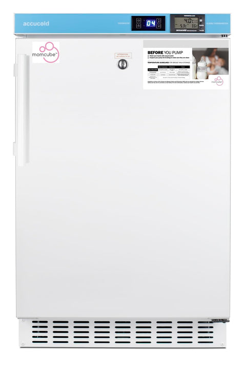 ACCUCOLD Momcube 20” Breast Milk Refrigerator, 2.65 cu.ft. Capacity, ADA Compliant, Medical Refrigerator, Lock, White- ACR45LMC