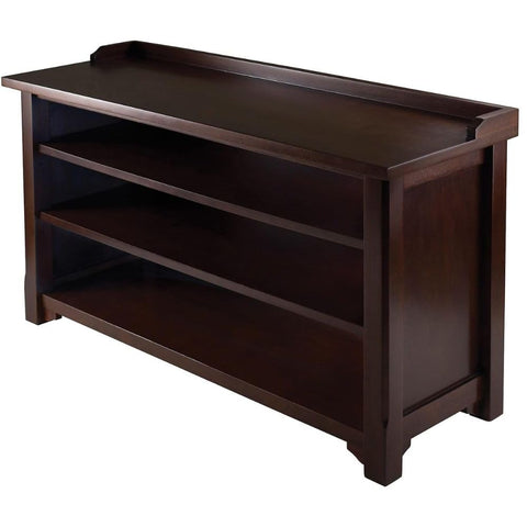 Oakestry Dayton Storage Hall Seating with Shelves Antique Walnut Functional Storage Bench for Entryway Living Rooms or Bedrooms Spacious Bench with Ample Space for Shoes Bags or Other Essentials