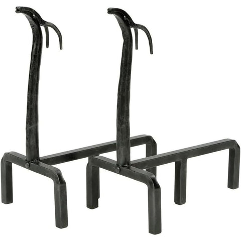 Oakestry Deer Andirons Cast Iron Fireplace Log Holders Rustic Antler Design Decorative Fireplace Accessories for Home Lodge Cabin and Outdoor Fireplaces Sturdy and Functional