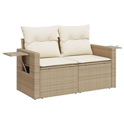 vidaXL Medium PE Rattan Garden Sofa with Adjustable Armrests in Beige