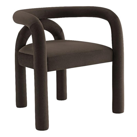 Modway Astrid Upholstered Barrel Dining Chair in Cocoa Performance Velvet – Open Back Velvet Dining Room Chair with Arms – Aesthetic Modern Accent Chair or Vanity Chair