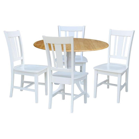 IC INTERNATIONAL CONCEPTS 42 in. Dual Drop Leaf Table with 4 Splat Back Dining Chairs - 5 Piece Dining Set