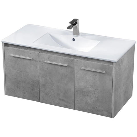 Elegant Decor Rasina 40" Single Porcelain Top Floating Bathroom Vanity in Gray