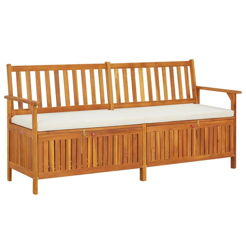 Oakestry Storage Bench with Cushion 66 9 in Solid Wood Acacia Outdoor Patio Garden Seating Furniture Weather Resistant Durable Heavy Duty Modern Backyard Porch Deck Lawn