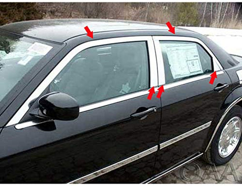 QAA is Compatible with 2005-2010 Chrysler 300 10 Piece Stainless Window Trim Package, Includes Upper Trim and Pillar Posts, NO Window Sills WP45760