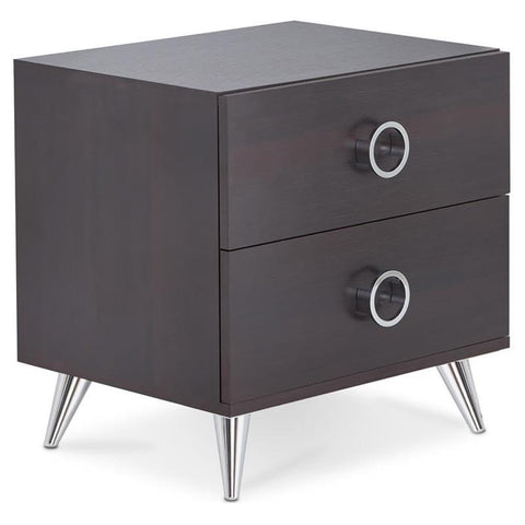 Acme Elms Wooden 2-Drawer Nightstand with Ring Pull Handles in Espresso