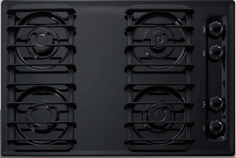 Summit 30" 4 Burner Gas Cooktop, Black- TTL053S
