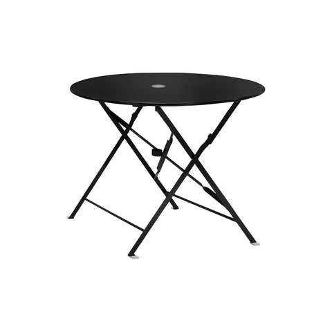 Carolina Classic 36" Folding Metal Bistro Table with Umbrella Hole in Black