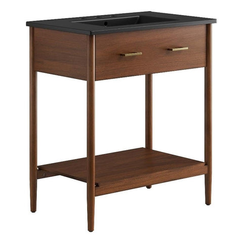 Modway EEI-6663-WAL-BLK Zaire 30" Bathroom Vanity, Walnut Black