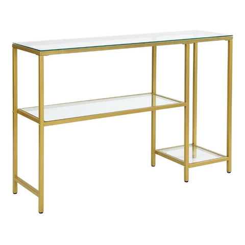 Rayna Console Table w/ Shelves - Gold