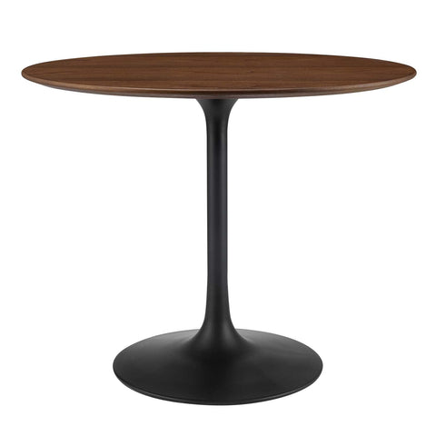 Modway Lippa Round 36" Wood Grain Mid-Century Modern Dining Table in Black Walnut