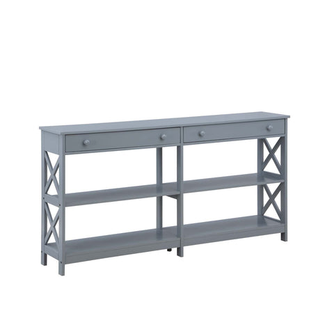 Convenience Concepts Oxford 2-Drawer Console Table with Shelves, 60", Gray