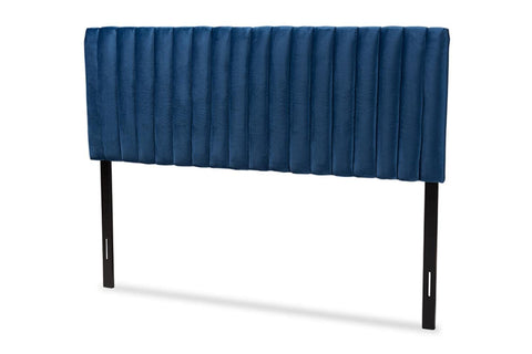 Baxton Studio Emile Navy Blue and Dark Brown Finished Wood Queen Size Headboard