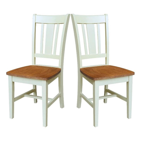 International Concepts Set of Two SplatBack Dining Chairs Hickory and Shell