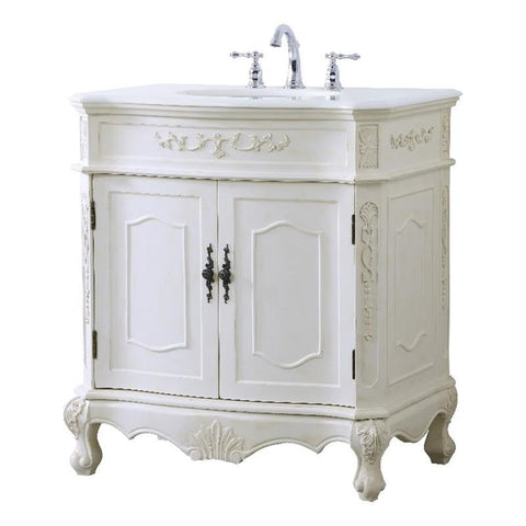 Elegant Kitchen and Bath Danville 32" Single Solid Wood Bathroom Vanity in White