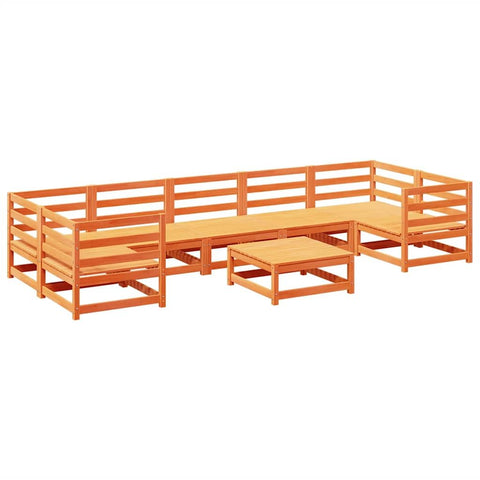 vidaXL Garden Sofa Set Wax Brown Solid Pine Wood Large Modular