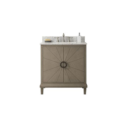 Legion Furniture Indoor Bathroom Home Decorative 30" Antique Gray Oak Vanity with Carrara White Top