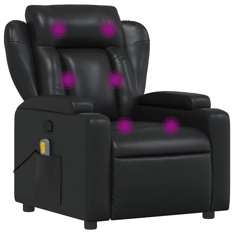 vidaXL Massage Recliner Chair, Adjustable Reclining Armchair for Elderly, Wingback Recliner for Home Theater Cinema, Modern Style, Black Faux Leather