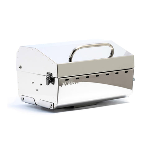 Camco Kuuma Premium Stainless Steel Mountable Gas Grill w/Regulator -Compact Portable Size Perfect for Boats, Tailgating and More - Stow N Go 125" (58140)