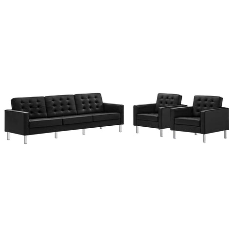 Modway Loft living-room-furniture-sets, Silver Black