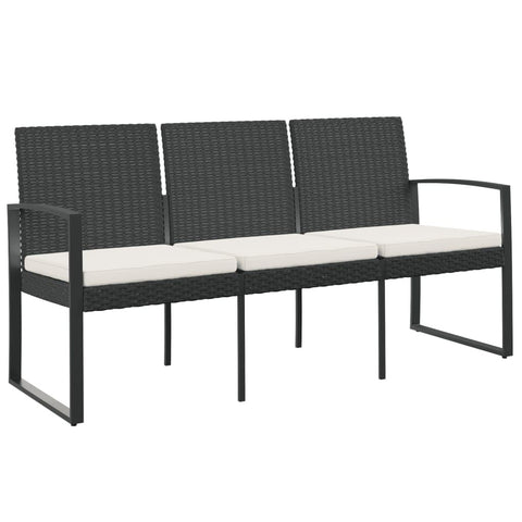 vidaXL 3-Seater Garden Bench Black Polypropylene 3-Seater Durable