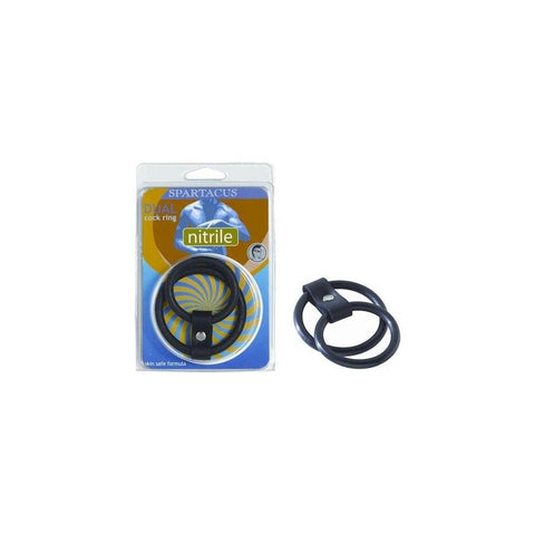 Spartacus Nitrile Dual Cock Ring, Black