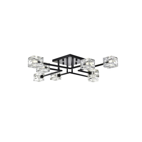 Living District Lyra 8-Light Metal & Glass Flush Mount in Black/Clear