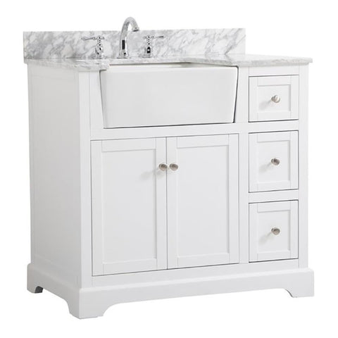 Elegant Decor Franklin 36" MDF Single Bathroom Vanity with Backsplash in White