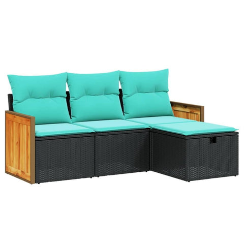 vidaXL Garden Sofa Set Black, Blue