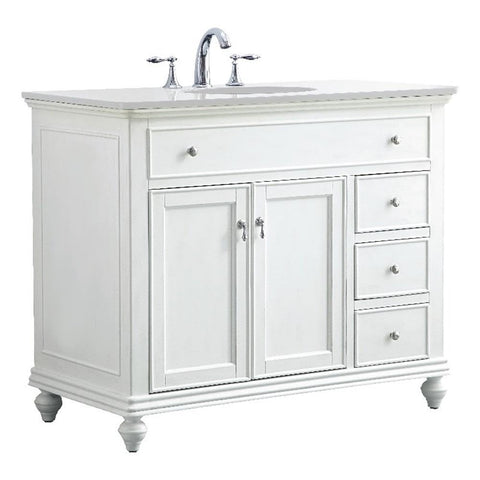 Elegant Kitchen and Bath Otto 42" Single Solid Wood Bathroom Vanity in White