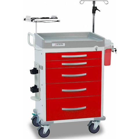 DETECTO Rescue Series ER Medical Cart 6 Red Drawers
