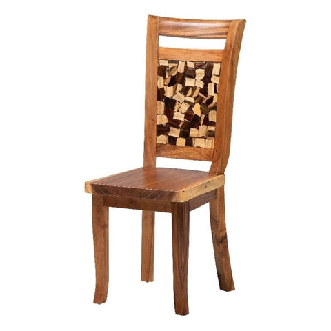 bali & pari Luan Suar Wood Dining Chair - Handcrafted Solid Wood Seat