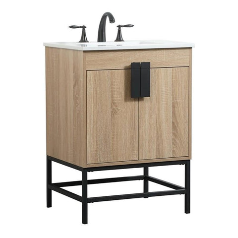 Elegant Decor Indoor Modern Under Sink Bathroom Fixtures Storage Organizer Cabinet 36 inch Single Bathroom Vanity - Black with backsplash