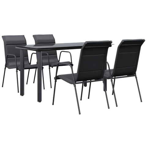 vidaXL Patio Dining Set 5 Piece, Outdoor Patio Dining Set, Dining Table and Chair Set for Lawn Garden Yard, Black Steel and Textilene
