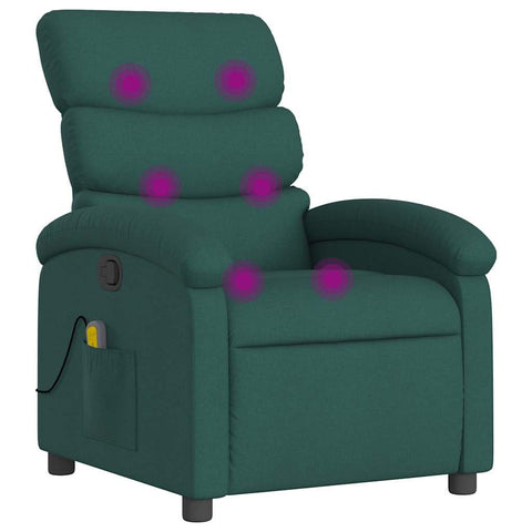 vidaXL Dark Green Massage Recliner Chair with Adjustable Backrest and Built in Functionality for Relaxation Living Room Or Home Theater Chairs Reclining Office Armchair TV Sofa