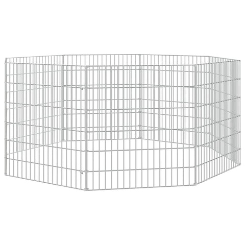 vidaxl Free Range Animal Enclosure - 8 Panel Galvanized Iron Pet Cage/Rabbit Hutch 21.3"x23.6" Silver - Customizable Outdoor Pen for Guinea Pigs, Chickens & Small Animals