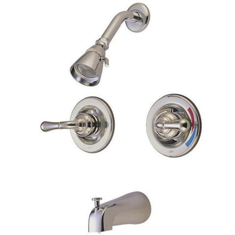 Elements of Design EB678 St. Charles Two Handle Tub and Shower Faucet, Satin Nickel