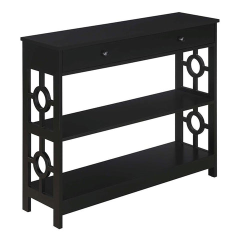 Convenience Concepts Ring 1 Drawer Console Table with Shelves, Black
